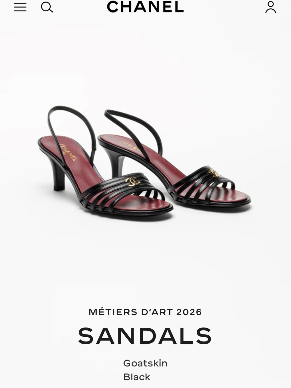 CHANEL Black Leather Slingback Sandals - New Collection 2026